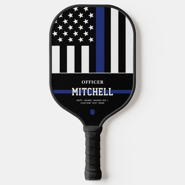 Raquette De Pickleball Policier personnalisé Ligne Bleue Mince (Recto)