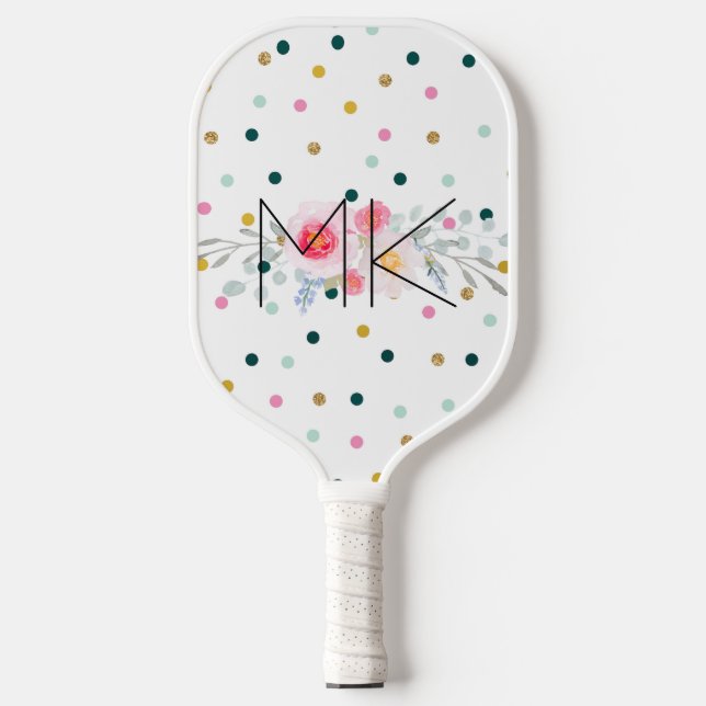 Raquette De Pickleball Polka Dot Pickleball Paddle with your Initials (Recto)
