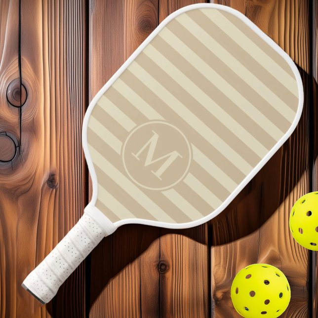 Raquette De Pickleball Polo rayé dune de sable monogramme milieu du siècl (Créateur téléchargé)