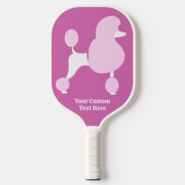 Raquette De Pickleball Poodé rose de texte personnalisé (Recto)