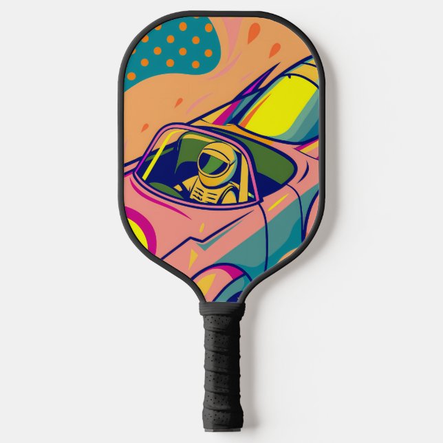 Raquette De Pickleball Pop Art Astronaut Driving Rocket Car (Recto)