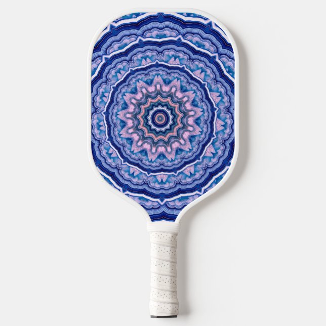 Raquette De Pickleball Porte blanche rose bleu Boho Mandala (Recto)