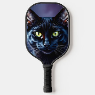 Raquette De Pickleball Portrait de chat noir avec yeux verts