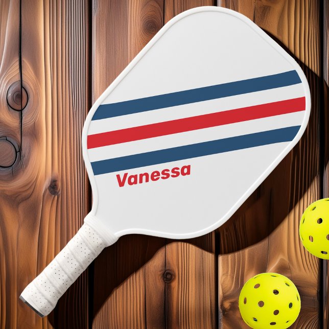 Raquette De Pickleball Postman Rayures Nostalgiques avec Nom (Créateur téléchargé)