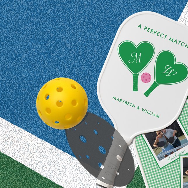 Raquette De Pickleball Préparé Vert et Rose Personnalisé avec Photos (Créateur téléchargé)