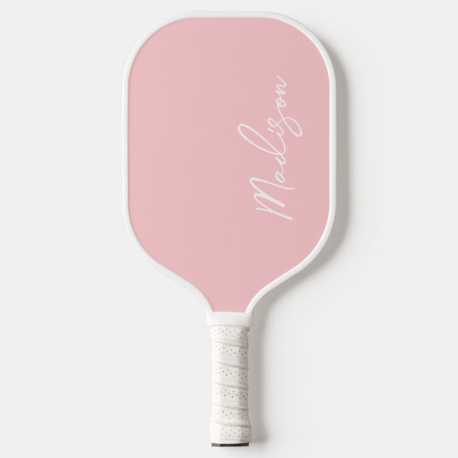 Raquette De Pickleball Preppy Blush Pink Handwritten Script Monogrammed (Recto)