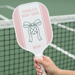 Raquette De Pickleball Preppy Coquette World's Best Mom Monogrammed