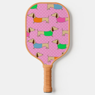 Raquette De Pickleball Preppy Dachshunds sur les Pois