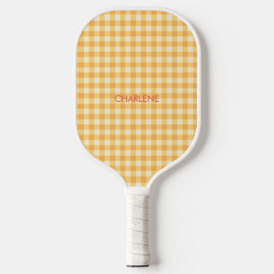 Raquette De Pickleball Préppy Jaune Orange Ish En vichy Plaid