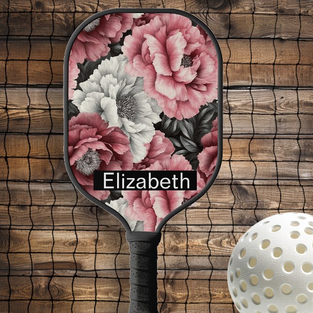 Raquette De Pickleball Pretty Pink and White Peony Personalized (Créateur téléchargé)