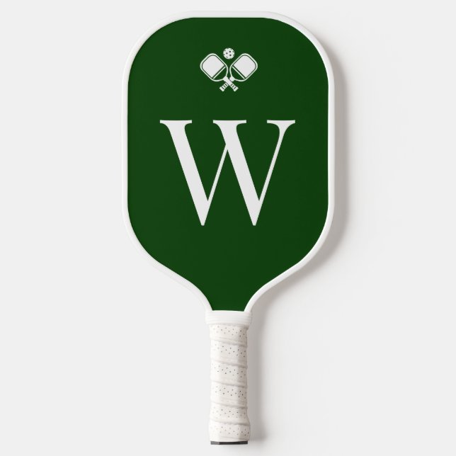Raquette De Pickleball Professionnel Monogrammé Vert Moderne (Recto)