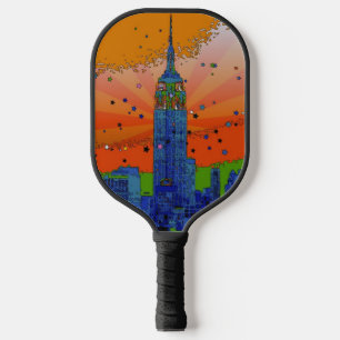 Raquette De Pickleball Psychédélique NYC Skyline Emp St Building #3
