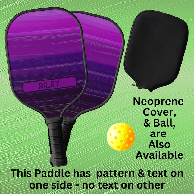 Raquette De Pickleball Purple Mauve Stried Ajouter Nom Monogram Team (Créateur téléchargé)