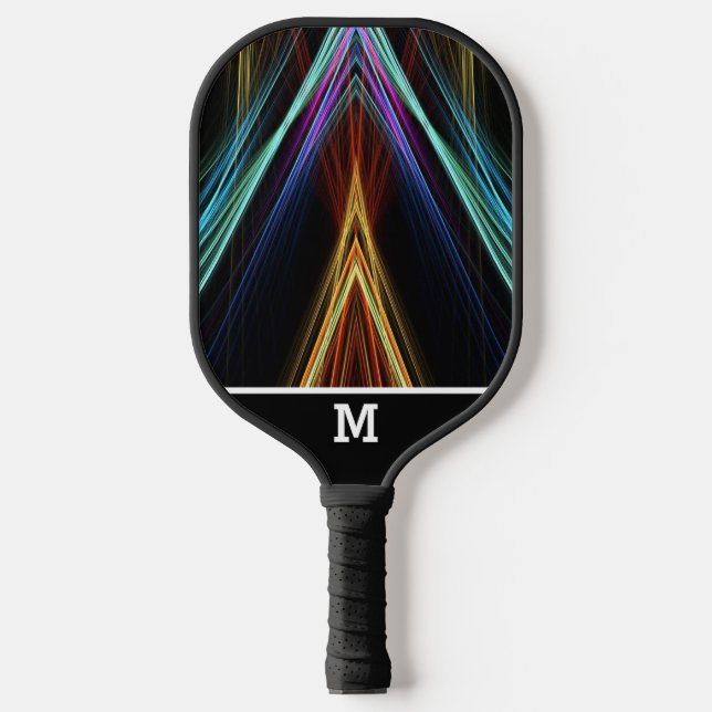 Raquette De Pickleball Pyramide de Couleurs rayons vifs avec Monogramme (Recto)