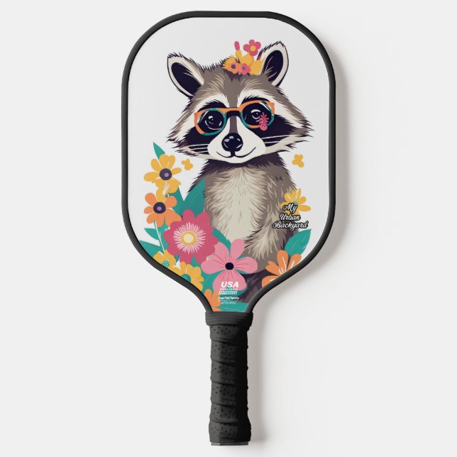 Raquette De Pickleball Raccoon avec lunettes Pickleball personnalisé Padd (Recto)