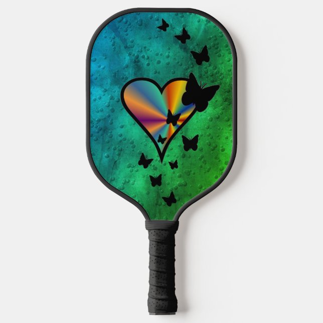 Raquette De Pickleball Rainbowheart et papillon (Recto)
