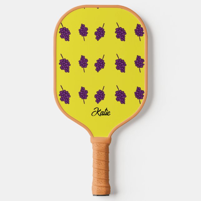 Raquette De Pickleball Raisins pourpres personnalisés jaune (Recto)