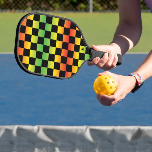 Raquette De Pickleball Rasta Ombre rouge jaune vert À damiers Monogramme