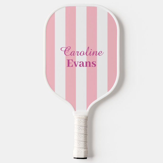 Raquette De Pickleball Rayé de rose et de blanc  (Verso)