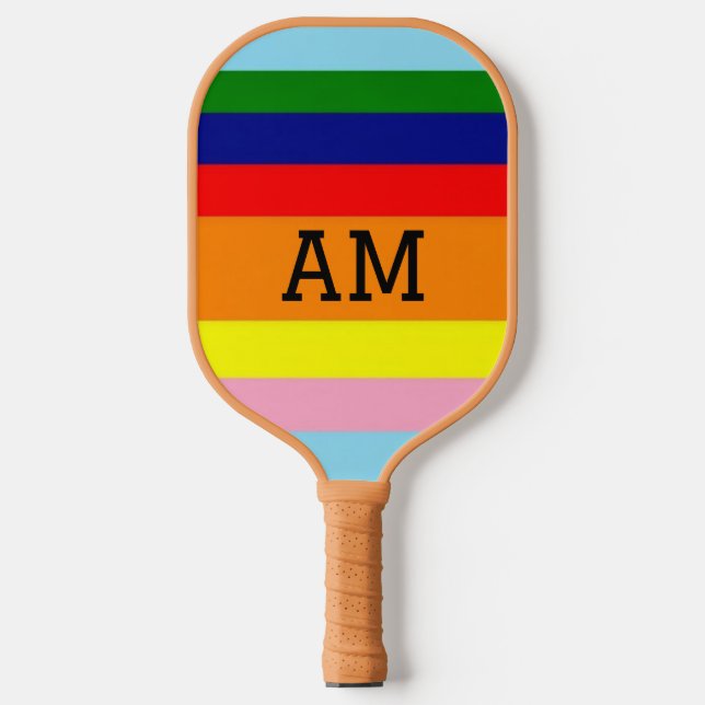 Raquette De Pickleball Rayé horizontal couleur rétro (Recto)