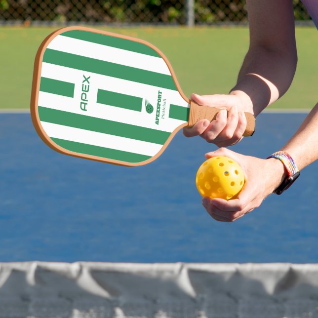 Raquette de Pickleball rayée verte rose moderne (Insitu)
