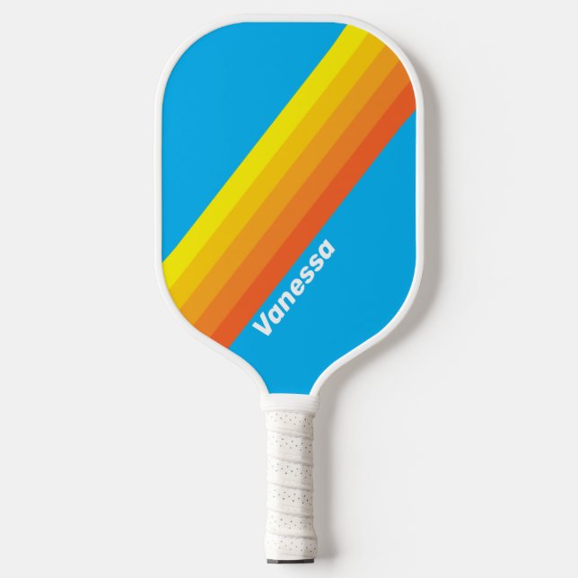 Raquette De Pickleball Rayons de mer ensoleillés avec nom (Recto)