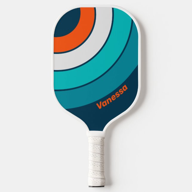 Raquette De Pickleball Rayure Cercle Écho Bluebottle avec Nom (Recto)