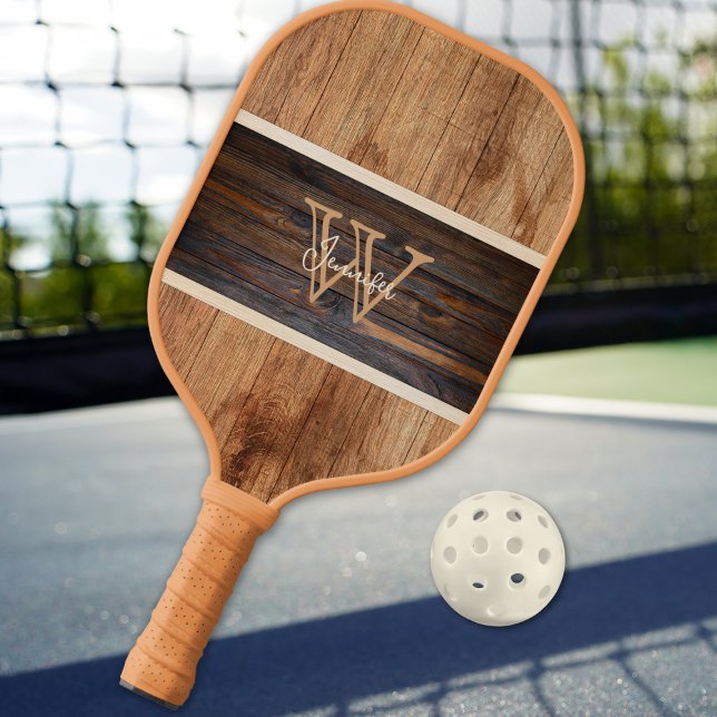 Raquette De Pickleball Rayure Horizontale Ton Bois Rustique (Créateur téléchargé)