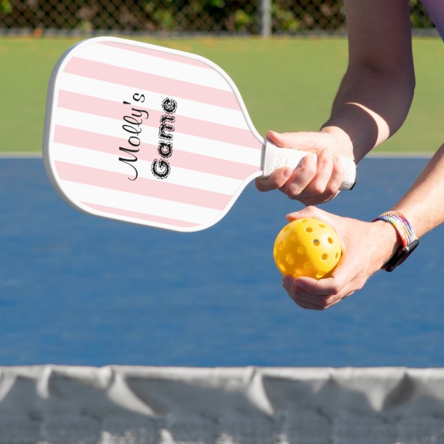 Raquette de Pickleball Rayure Mignonne Rose & Blan (Insitu)