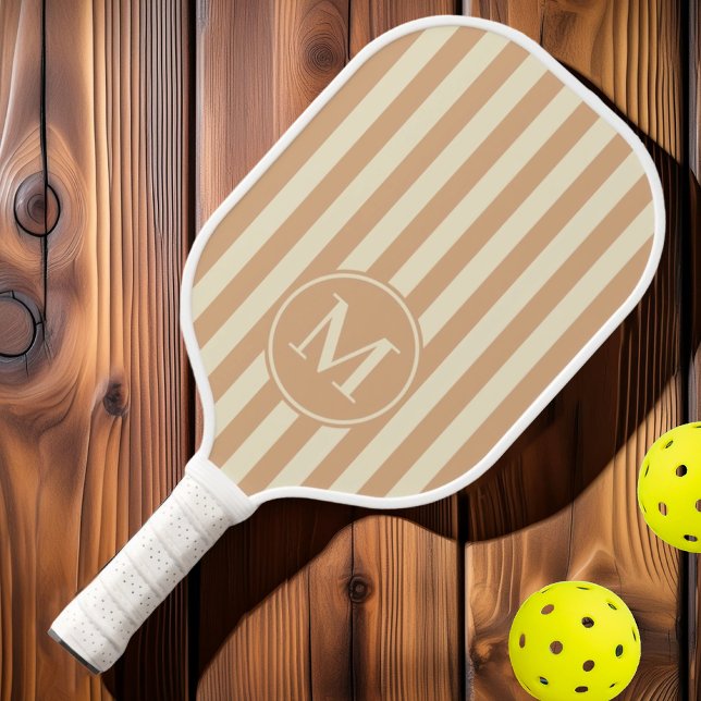 Raquette De Pickleball Rayure Polo Milieu de Siècle Baiser de Pêche Monog (Créateur téléchargé)