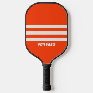 Raquette De Pickleball Rayure triple orange coucher de soleil rétro avec