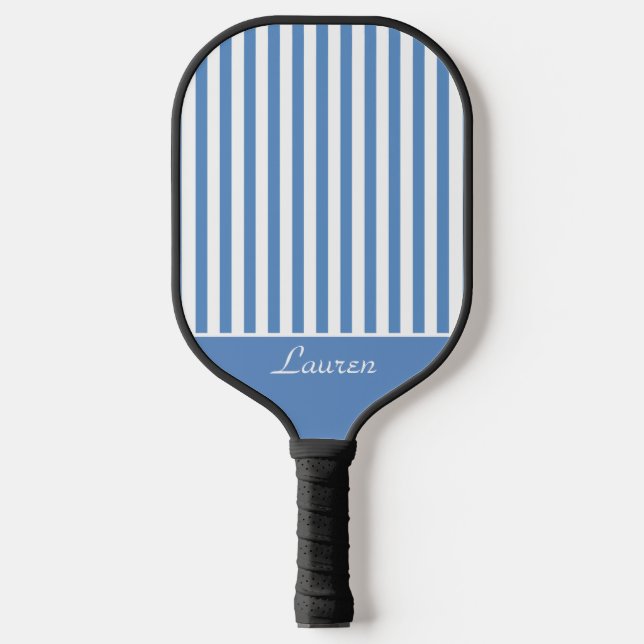 Raquette De Pickleball Rayures Bleues Prépa avec Nom (Recto)