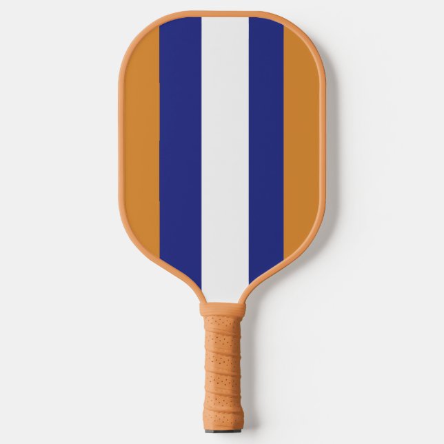 Raquette De Pickleball rayures Brown, bleu marine et blanches (Recto)