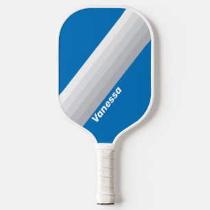 Raquette De Pickleball Rayures ciel bleu nuageux avec nom
