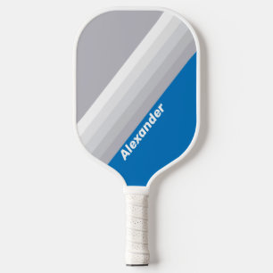 Raquette De Pickleball Rayures ciel nuageux bleu sport avec nom