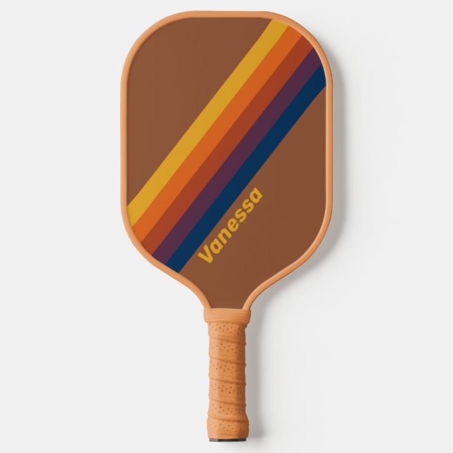 Raquette De Pickleball Rayures d'argile séchées au soleil avec nom (Recto)
