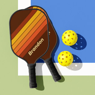 Raquette De Pickleball Rayures de Style Vintage avec Nom