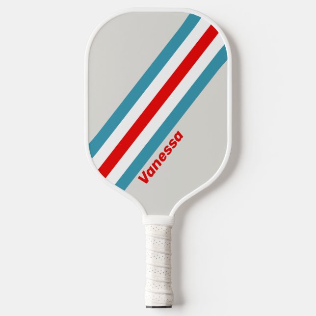 Raquette De Pickleball Rayures de Thunderbird avec nom (Recto)
