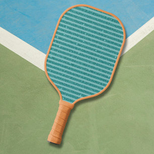 Raquette De Pickleball Rayures Horizontales de Style Pailleté Vert Cyan