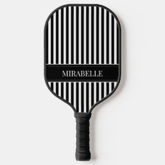 Raquette De Pickleball Rayures noires et blanches personnalisées modernes