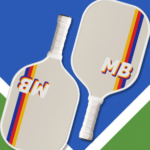 Raquette De Pickleball Rayures rétrospectives Monogramme initial personna