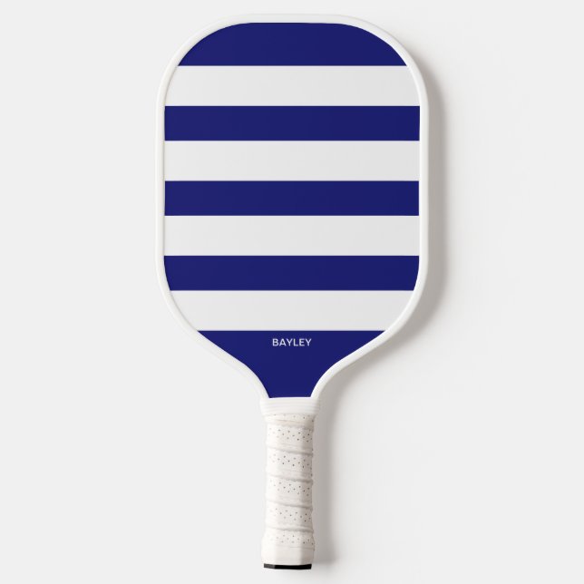 Raquette De Pickleball Rayures Simples, Toute Couleur, Nom de Monogramme  (Verso)