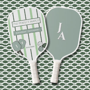 Raquette De Pickleball Rayures Vertes Couples Parfaitement Associés