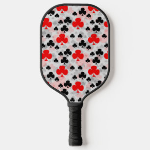Raquette De Pickleball Red Black Clover Club Design Motif Abstrait
