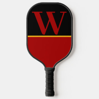 Raquette De Pickleball Red Black College Team Colors Monogramme