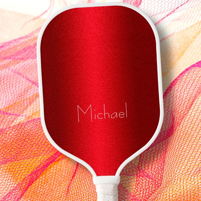 Raquette De Pickleball Red Modern Elegant Typographie Minimal Nom personn (Créateur téléchargé)