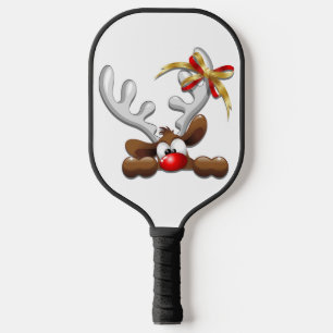 Raquette De Pickleball Reindeer Puzzled drôle Caractère de Noël