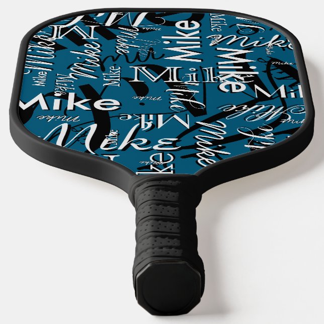 Raquette De Pickleball Répéter le nom noir&blanc sur tout le bleu (Poser)