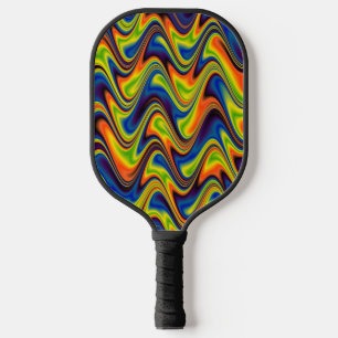 Raquette De Pickleball Résumé Multicolore Abstrait Ondulé