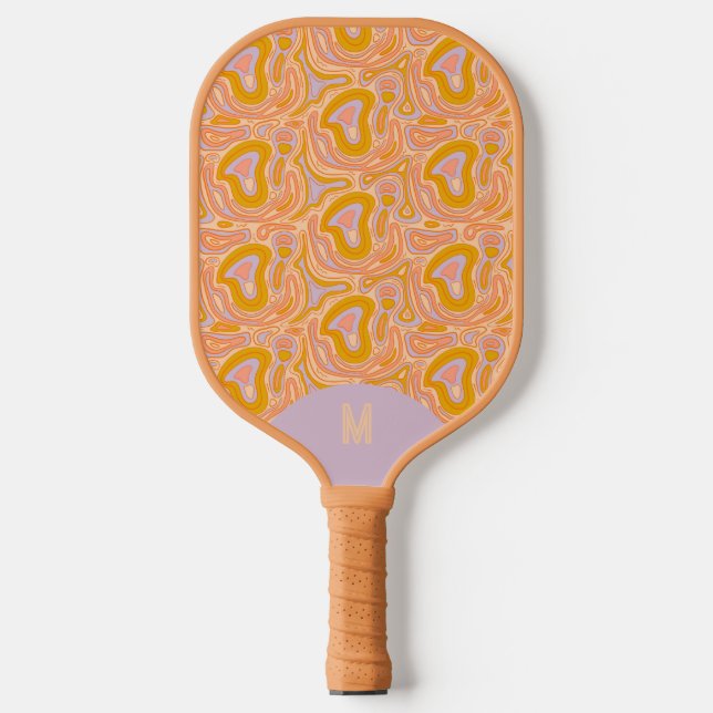 Raquette De Pickleball Retro 70's Pastel Purple Monogram Topography  (Recto)